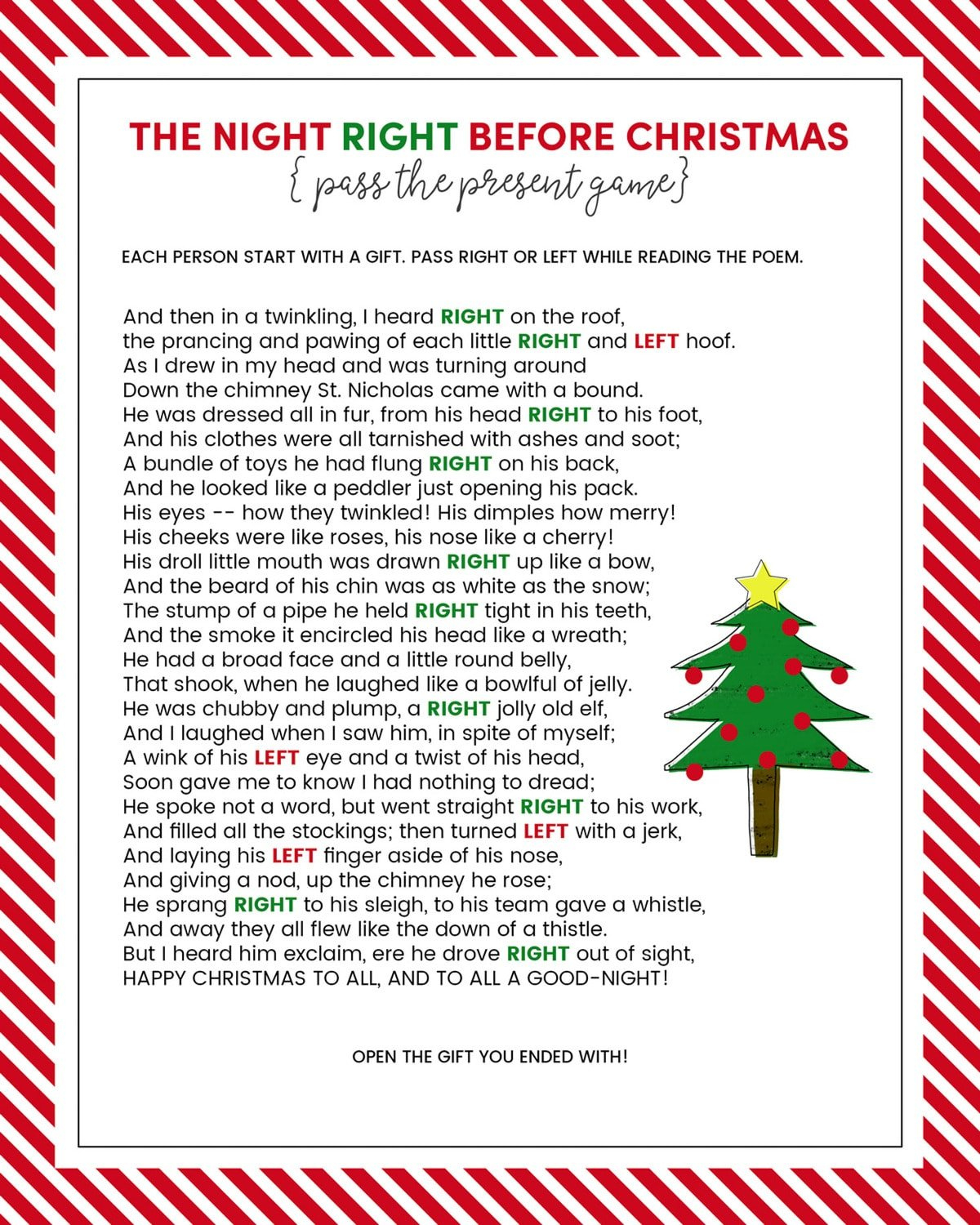 The Left Right Christmas Game {With Story + Print}| Lil' Luna pertaining to Left Right Christmas Story Game Printable