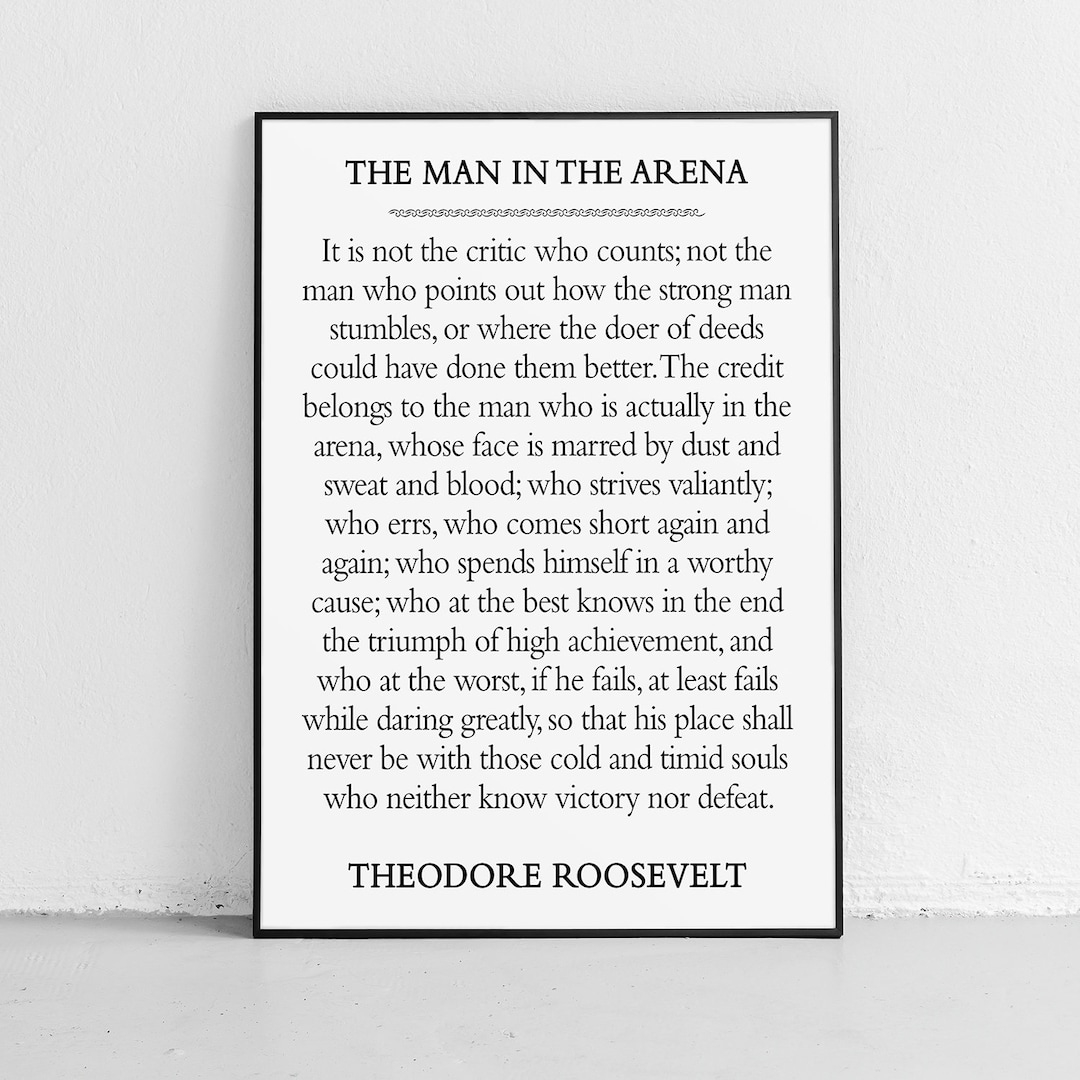 The Man In The Arena Motivational Unframed Poster Or Print pertaining to Man In The Arena Printable Free Download