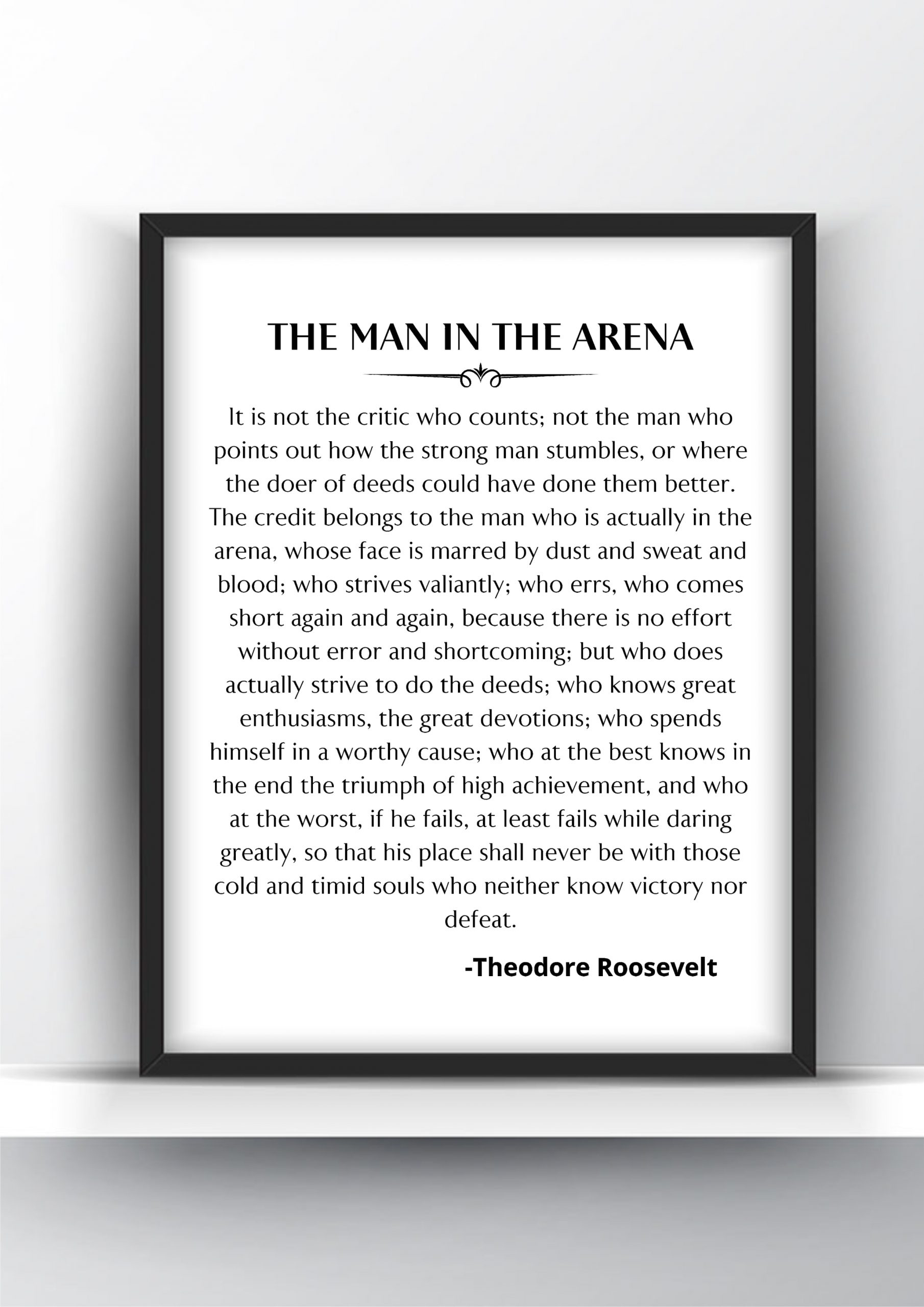 The Man In The Arena Speechtheodore Roosevelt Poster intended for Man In The Arena Printable Free Download