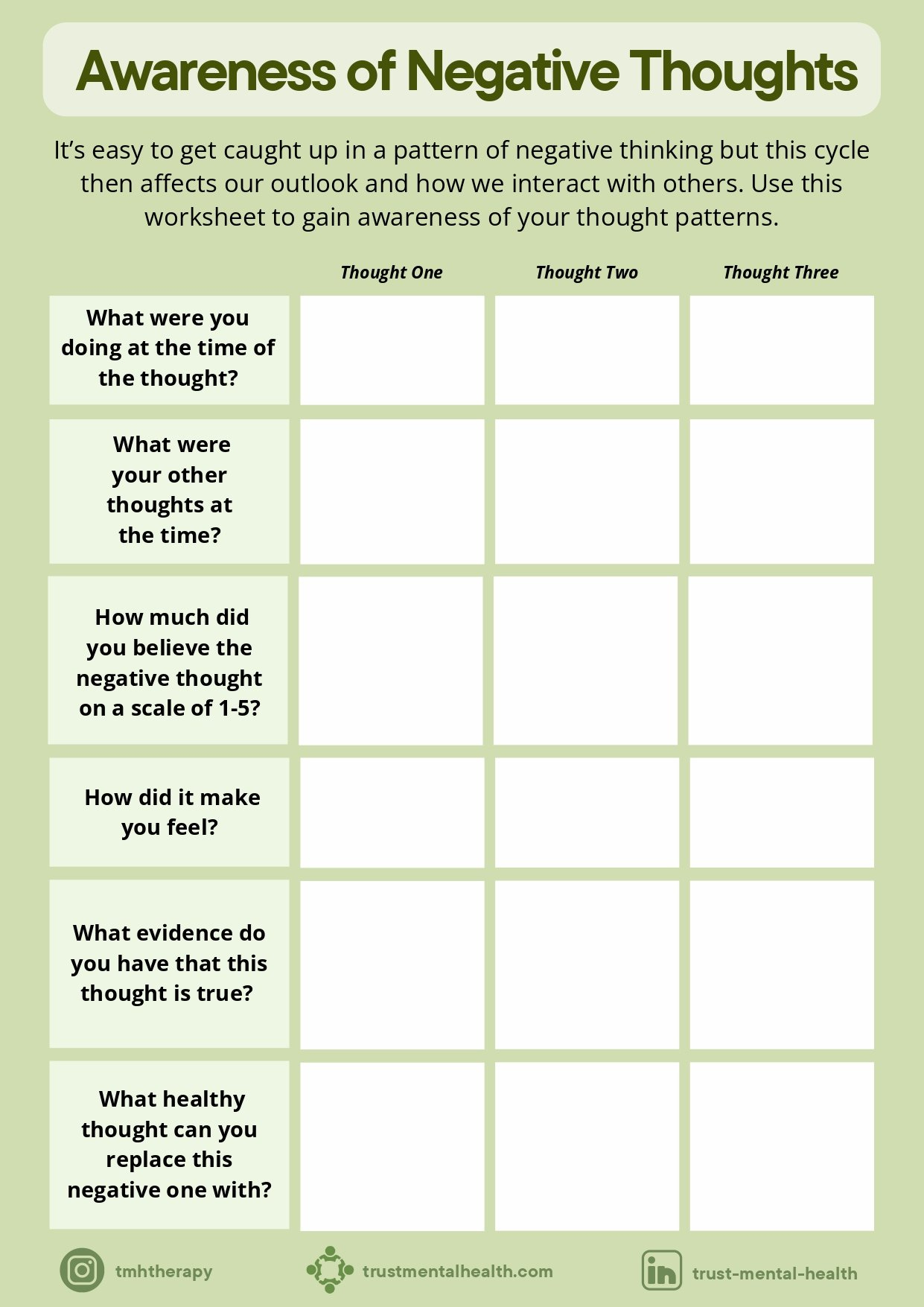 Therapy Worksheets | Cbt Worksheets | Trust Mental Health with regard to Free Printable Mental Health Worksheets