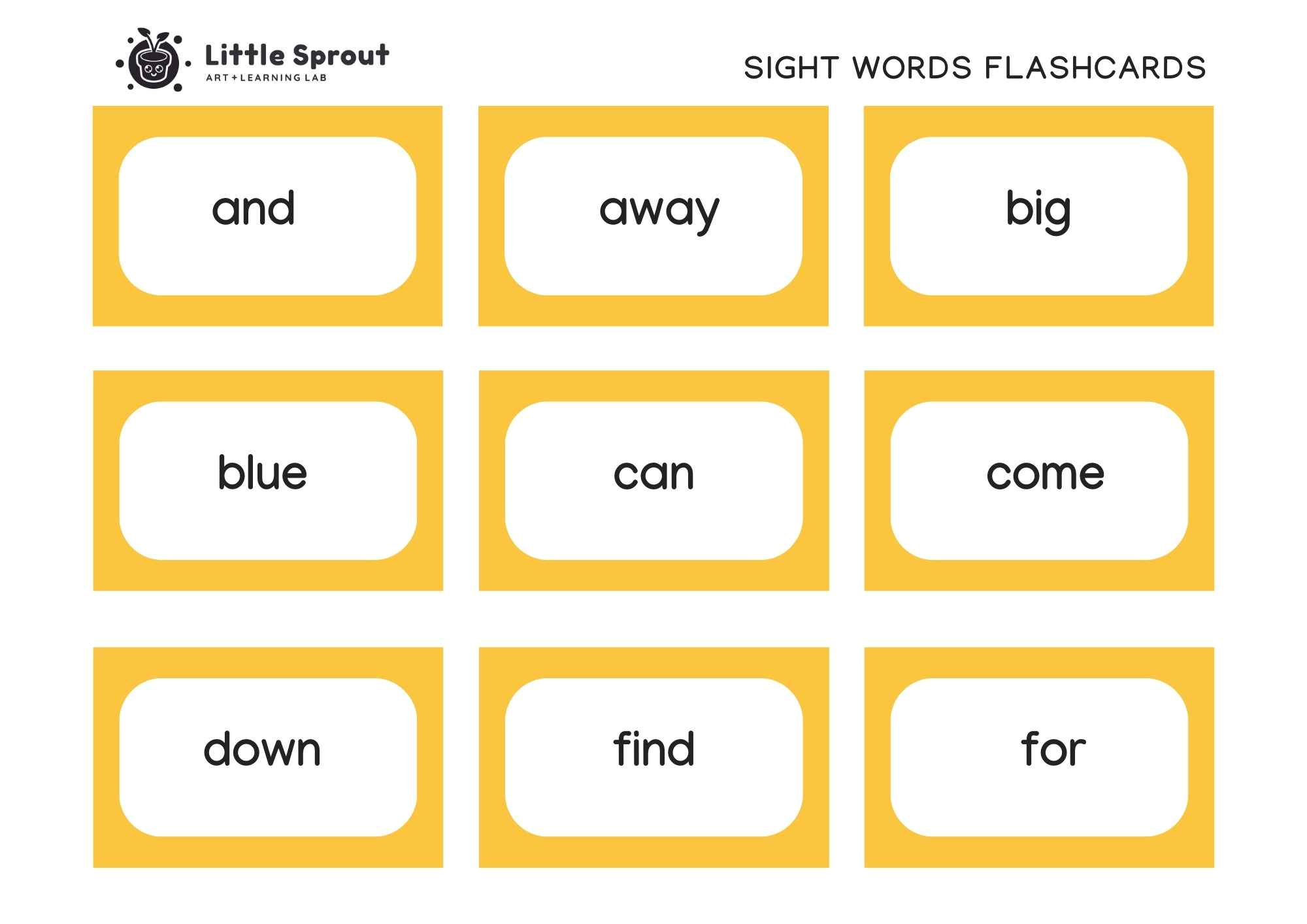 Top Dolch Sight Words Printable Flash Cards | Little Sprout with Free Printable Sight Word Flashcards