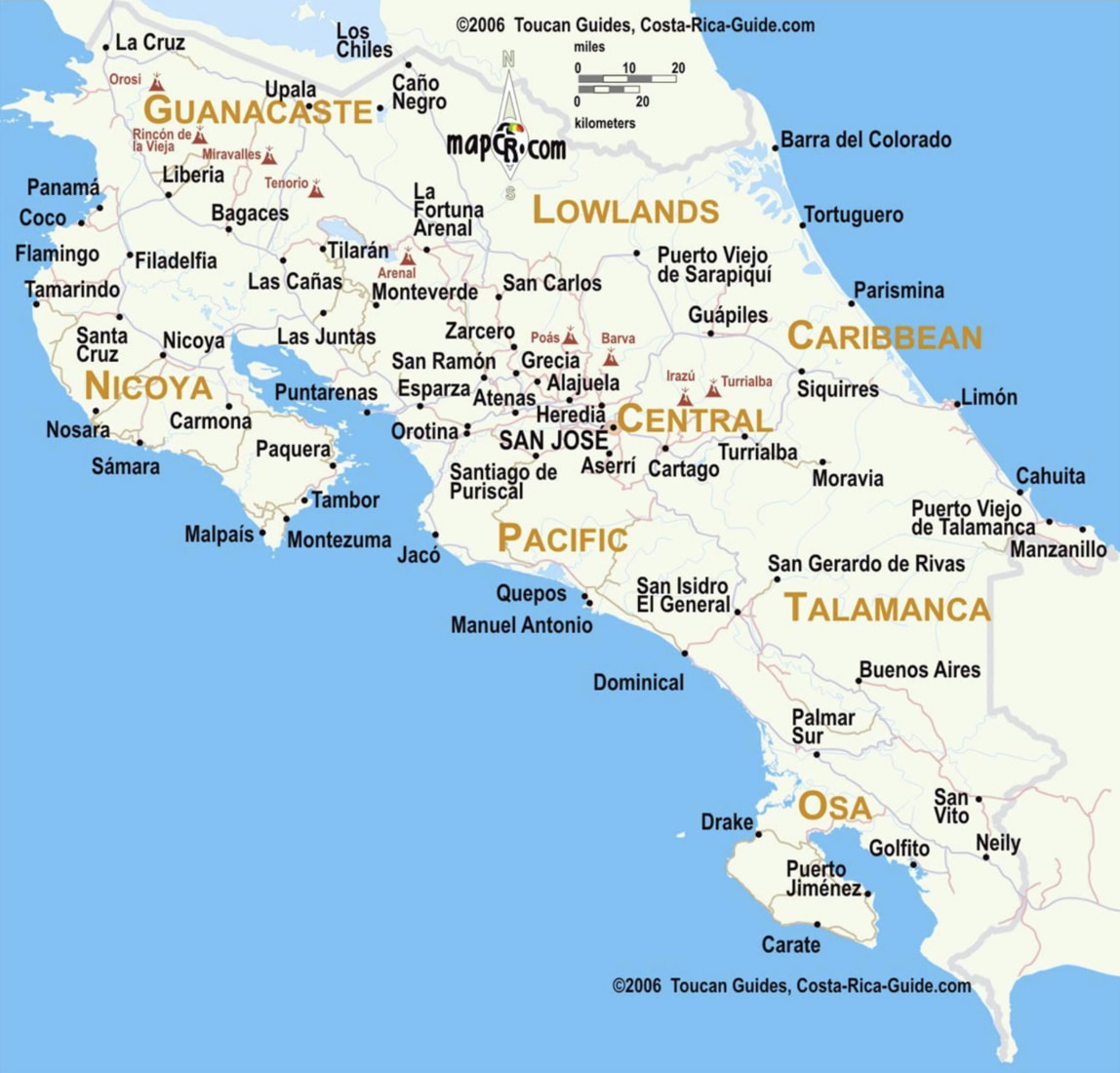Tourist Maps Of Costa Rica – Beaches, Cities & More inside Printable Map Of Costa Rica