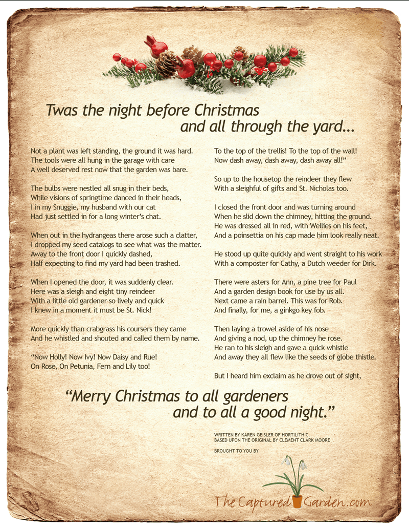 Twas The Night Before Christmas - Gardener'S Version - The regarding Twas The Night Before Christmas Printable Text