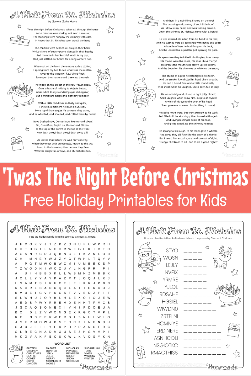 Twas The Night Before Christmas" Poem & Printables inside Twas the Night Before Christmas Printable Text