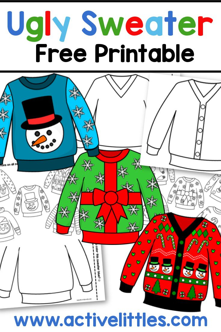 Ugly Sweater Free Printable For Toddlers And Preschool - Active with Free Printable Ugly Sweater Template