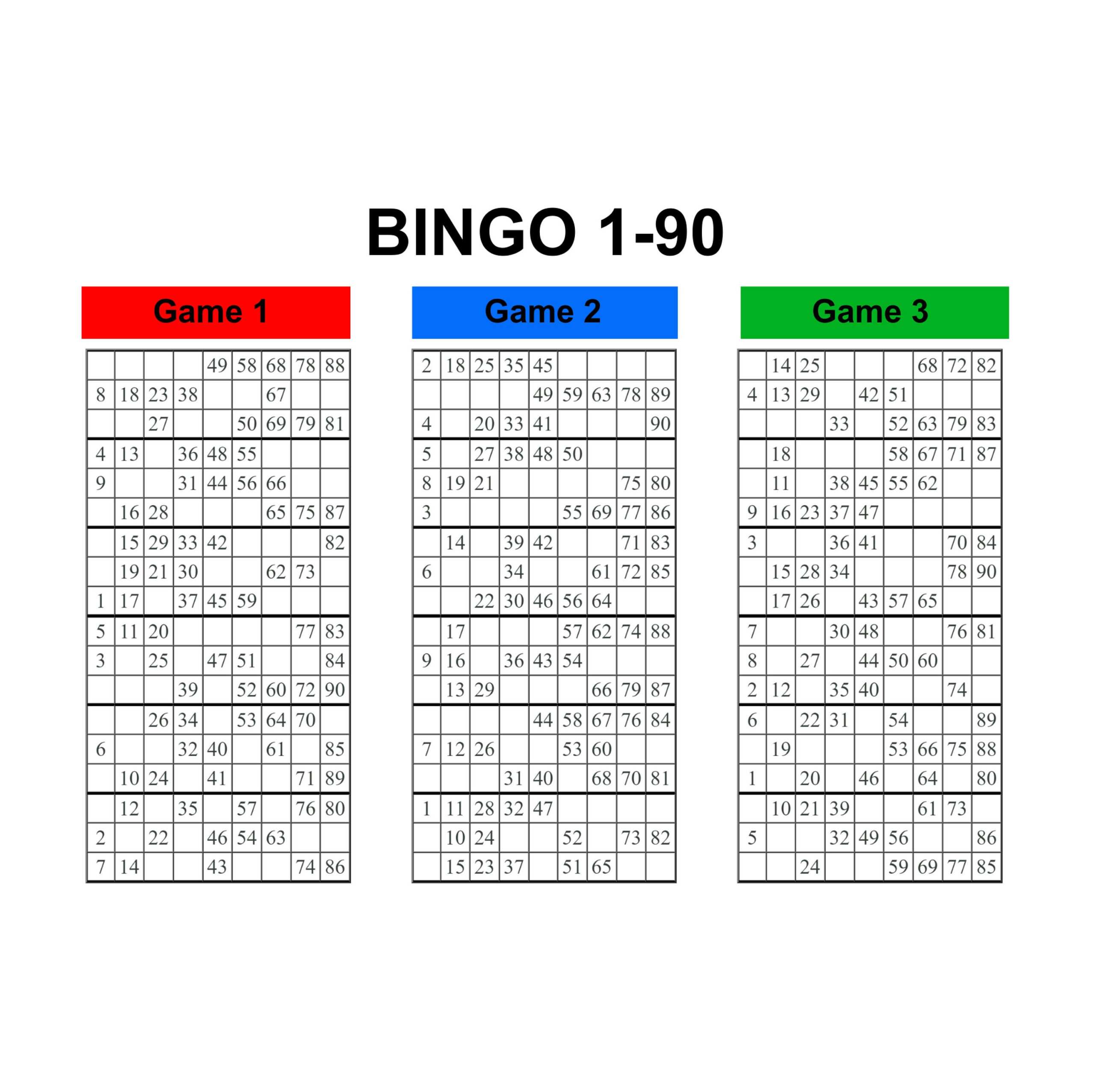 Uk Style Bingo Ticket Cards 1-90: 1050 Druckbare Karten | 350 intended for Printable Bingo Cards 1 90