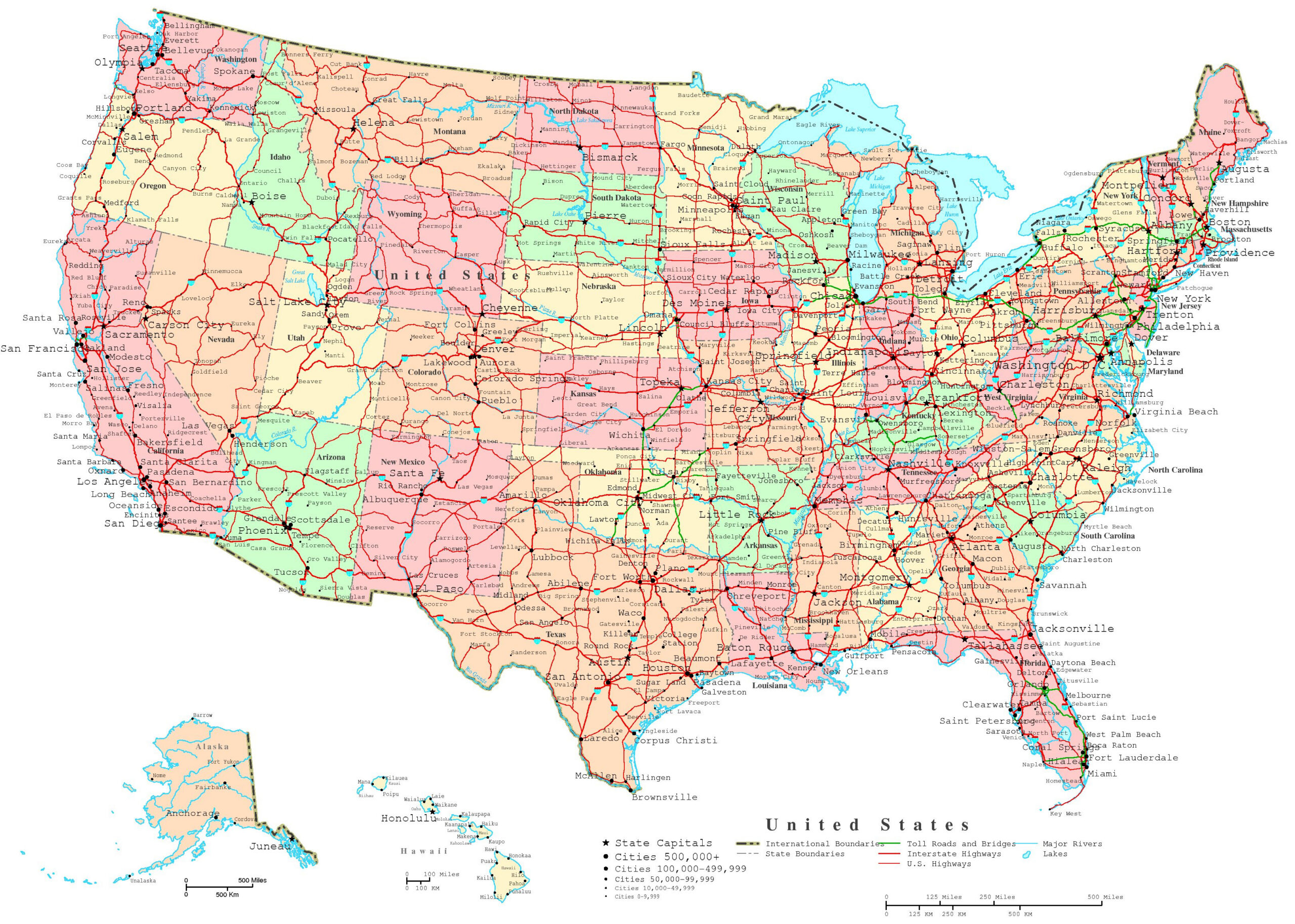 United States Printable Map with regard to Map of USA with Cities Printable