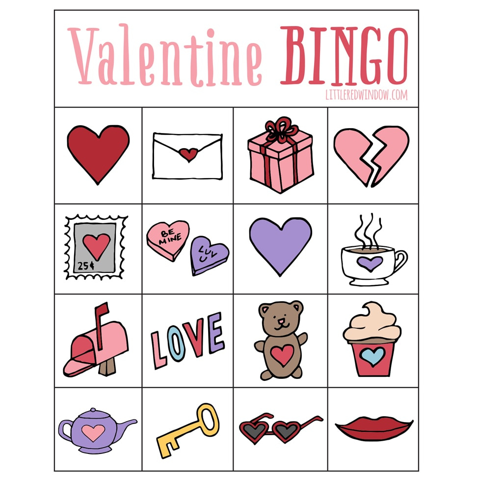 Valentine&amp;#039;S Bingo - Free Printable - Little Red Window pertaining to Free Printable Valentine Bingo Cards