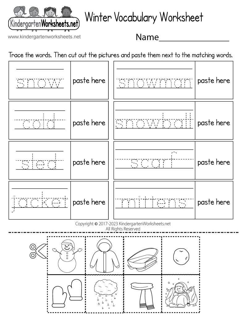 Winter Vocabulary Words Worksheet - Free Printable, Digital, & Pdf within Free Printable Winter Worksheets For Kindergarten