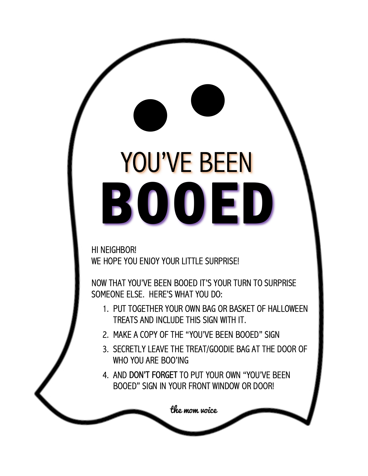 You'Ve Been Booed Free Download | The Mom Voice pertaining to Printable You've Been Booed